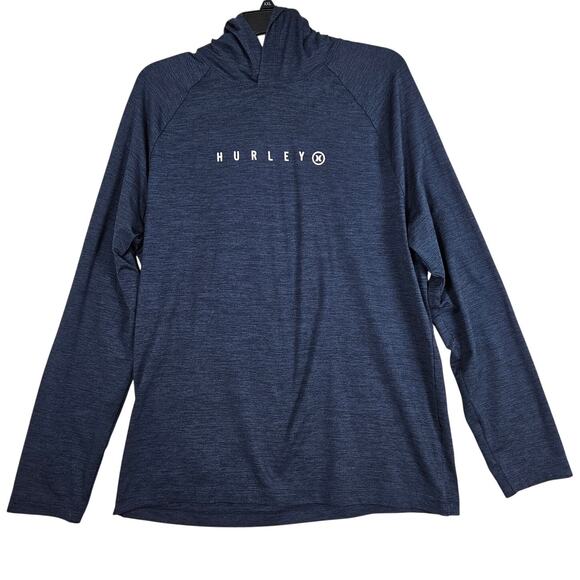 Hurley Performance Hoodie Mens Large Heather Blue Lightweight Skate Athleisure - Picture 1 of 7